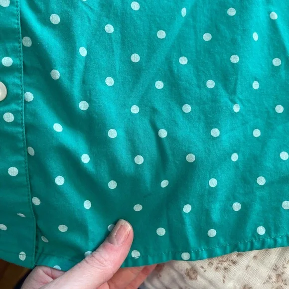 Blair Teal and white polka dot button-up - Picture 7 of 7